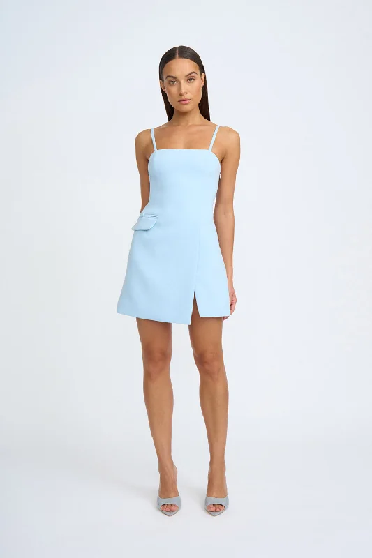 Celia Twill Mini Dress | Final Sale - Powder Blue Fashionable Lace Mini Dress