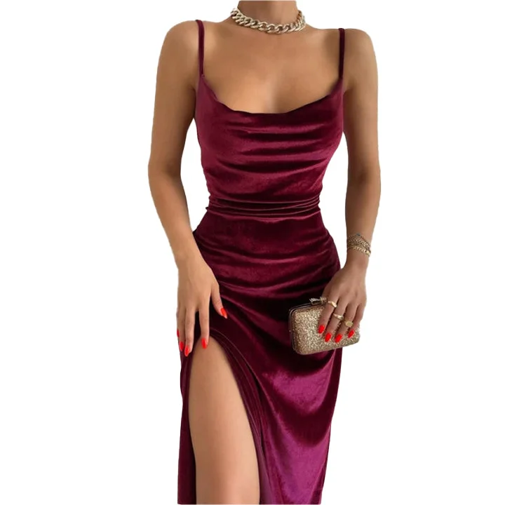 Elegant Party Club Bodycon Midi Dress Trendy Smocked Waist Midi Dress