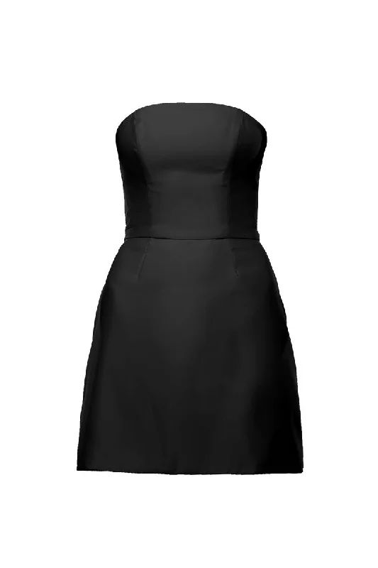 JOY BLACK MINI DRESS Trendy Button-Detail Mini Dress