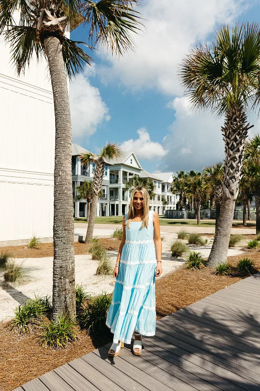 Leap Of Faith Midi Dress - Sky Blue Stylish Button-Down Midi Dress