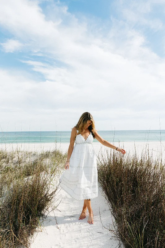 Maeve Midi Dress - Off White Chic Bohemian Midi Dress