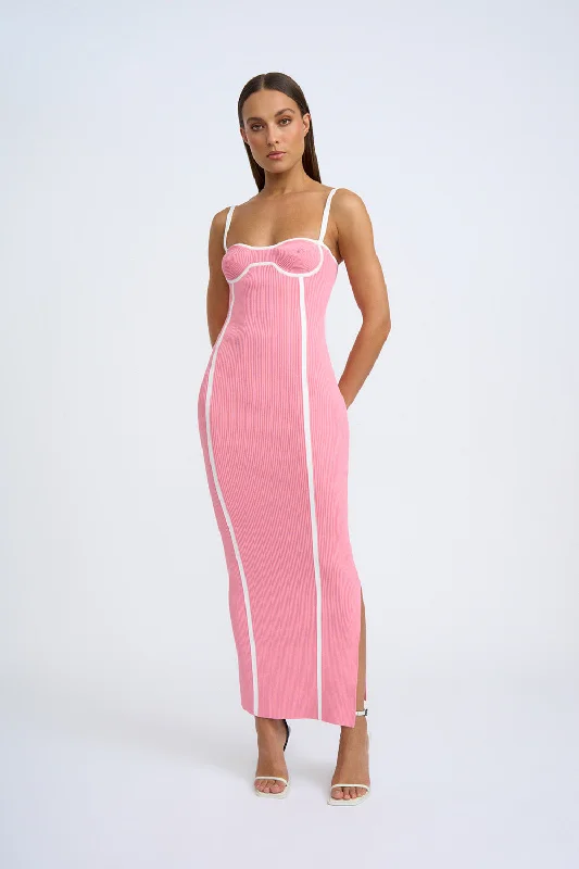 Nautilus Swirl Knit Midi Dress | Final Sale - Pink Ivory Trendy Tiered Hem Midi Dress