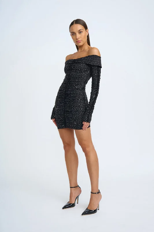 Night Shine Party Mini Dress | Final Sale - Black Chic Pleated Mini Dress