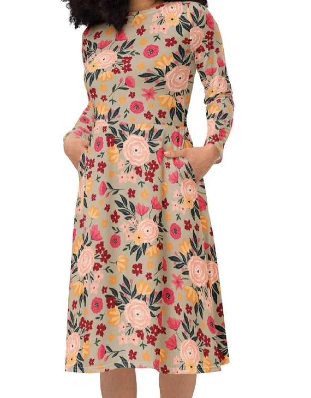 Nona's Garden Midi Dress (S-4XL) Fashionable Pencil Midi Dress