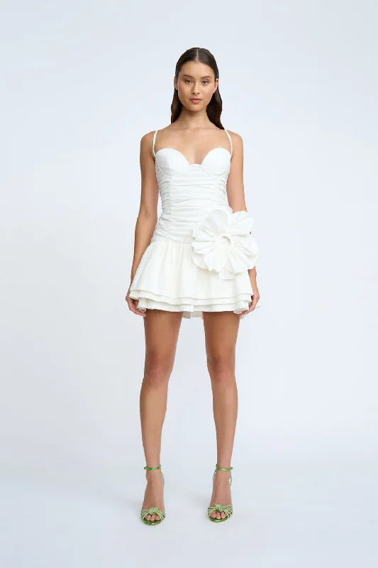 Samantha Ruffle Mini Dress | Final Sale - Ivory Classic White Mini Dress