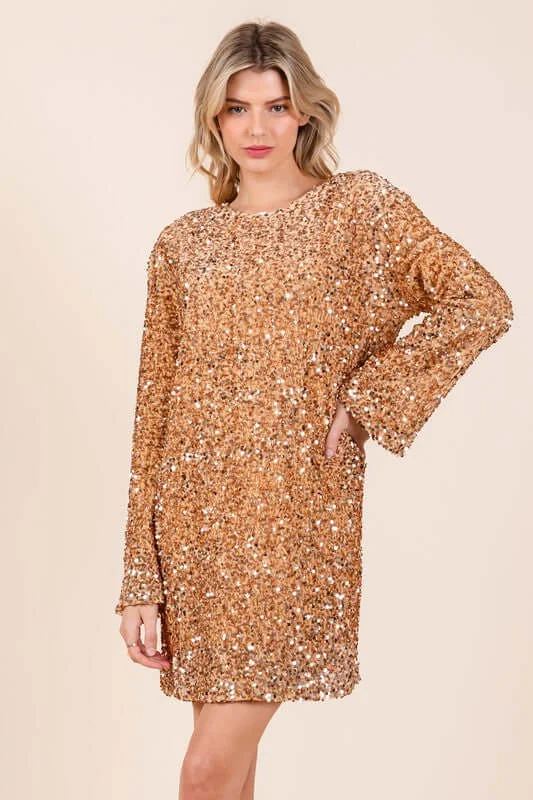 Sequin Cocktail Mini Dress Fashionable Boho-Chic Mini Dress