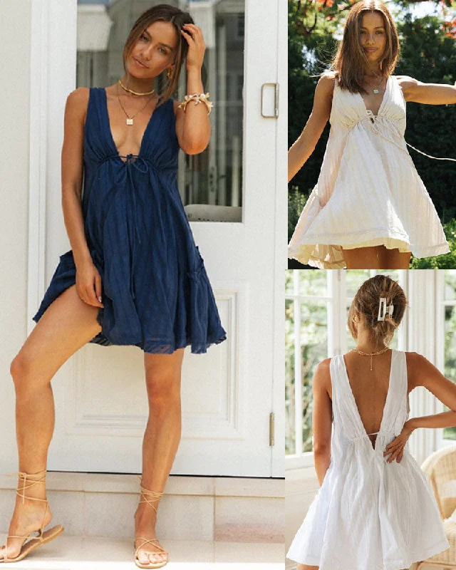 Sexy V Neck Drawstring Irregular Mini Dresses Trendy Tulle Mini Dress