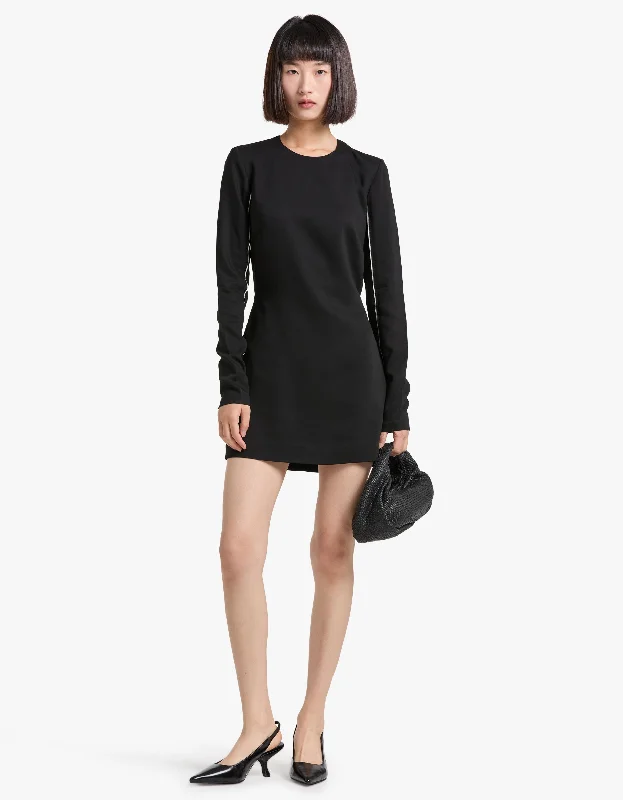 Raw Edge Mini Dress - Black Trendy Mini Dress with Belt