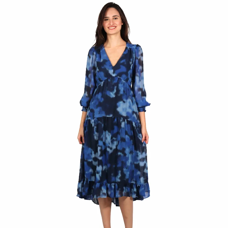 TAYLOR - Printed All Over Midi Dress Elegant Floral Midi Dress