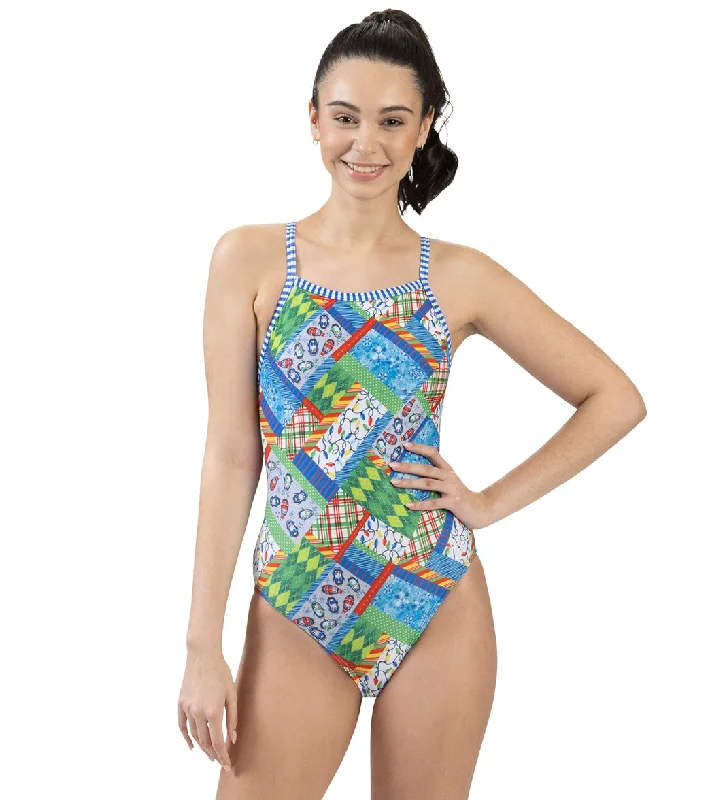 Dolfin Uglies Women's V-2 Back One Piece Swimsuit Snow Day Bold Color Swimsuit