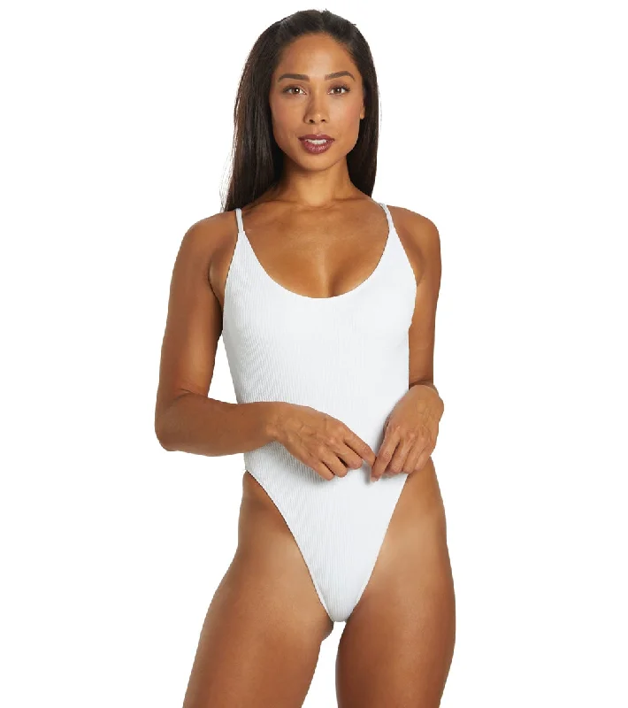 Hurley Women's Texture Beach Twist Back One Piece Swimsuit Coconut Sporty Swimwear Bottoms