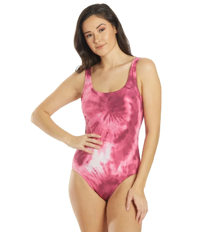 Nike Women's Tie Dye U Back One Piece Swimsuit Pink Prime Soft Beachwear Set