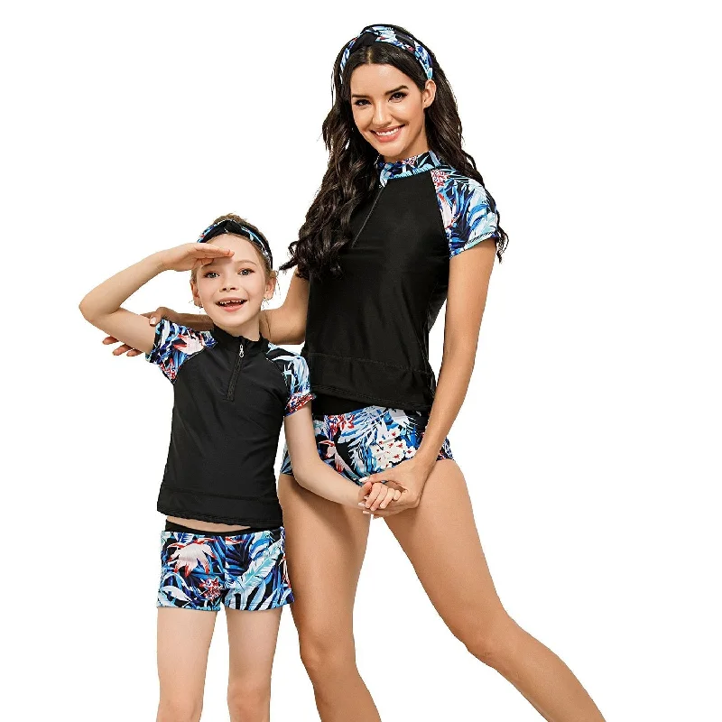 Parent-child Diving Suit Short Sleeve Swimwear Vibrant Bikini Bottoms