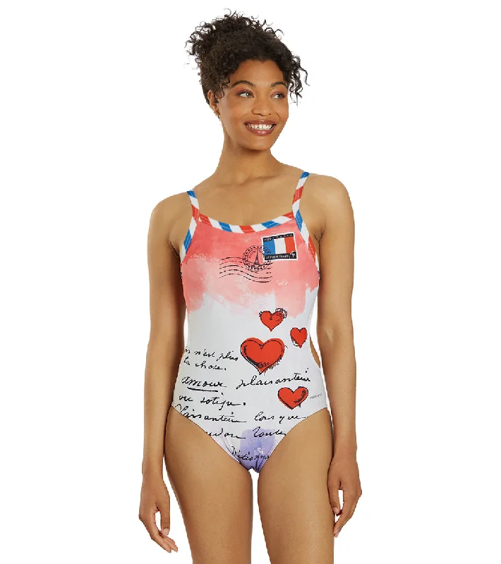 Sporti Paris Love Letters Thin Strap One Piece Swimsuit (22-44) Love Letters Quick-Dry Tankini