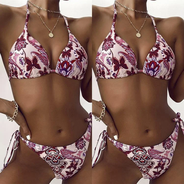 Women Sexy Butterfly Print Bikini Swimwear Floral Swimwear Set