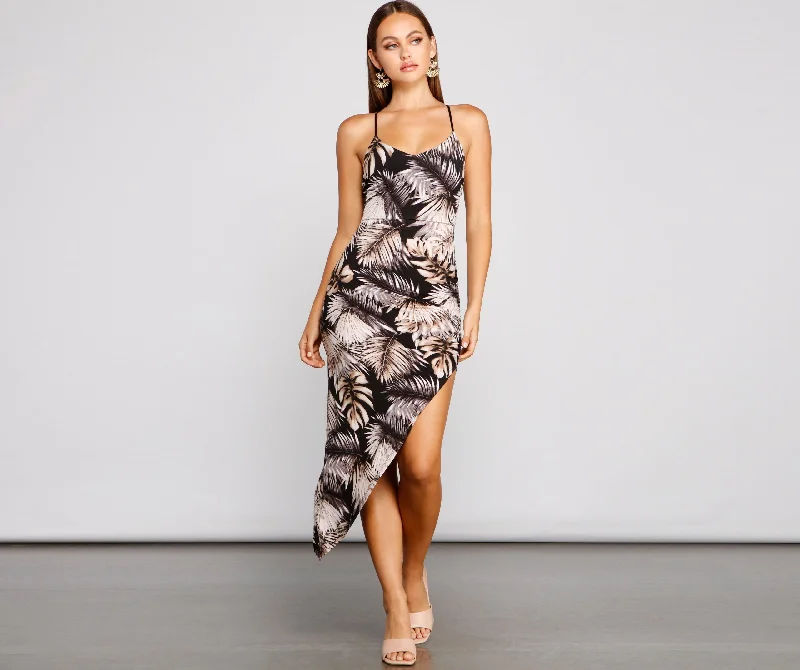 Tropical Dream Stylish Asymmetrical Maxi Dress Classic Strapless Maxi Dress