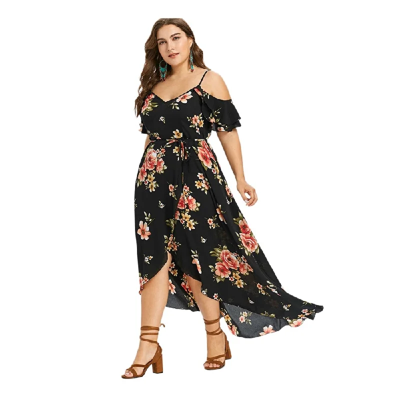 Floral Print Maxi Dress Classic Black Maxi Dress