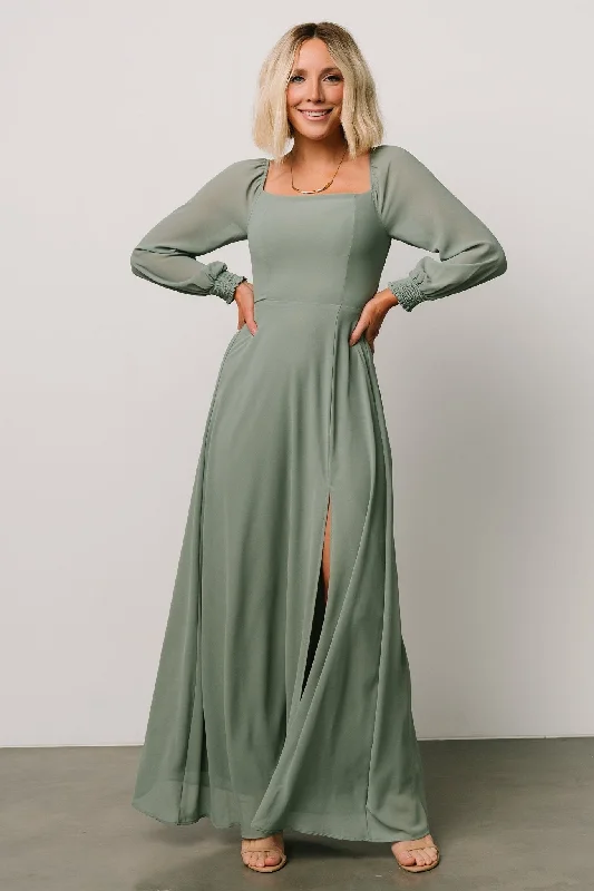 Giselle Maxi Dress | Eucalyptus Cozy Open-Back Maxi Dress