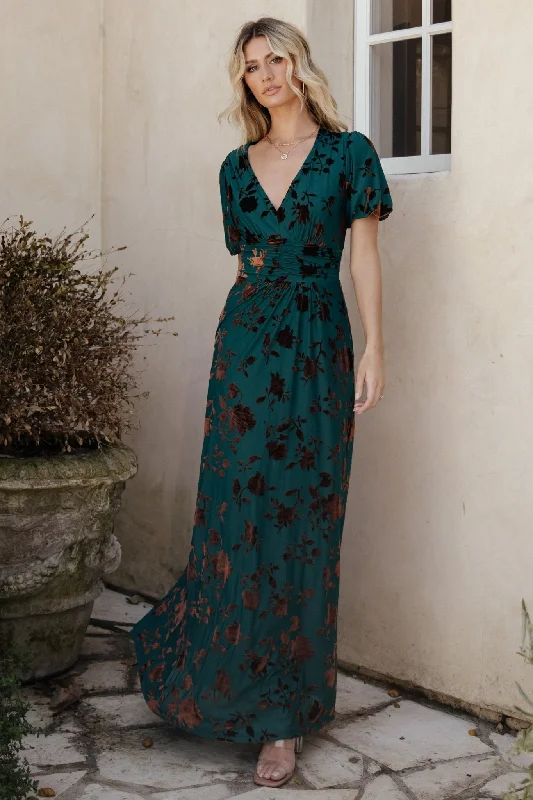 Leslie Velvet Maxi Dress | Bronze + Jade Stylish Button-Up Maxi Dress