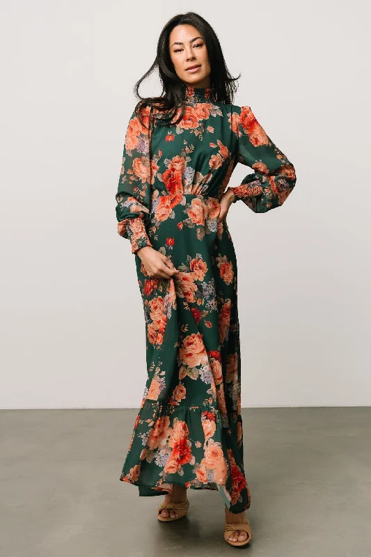 Luciana Maxi Dress | Green Multi Fashionable Printed Maxi Dress