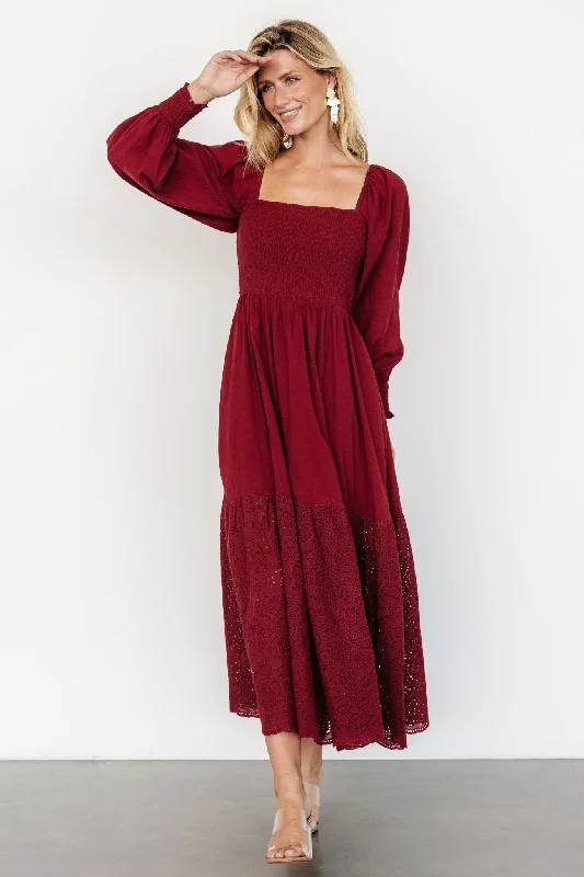 Marcella Maxi Dress | Wine Stylish V-Neck Maxi Dress