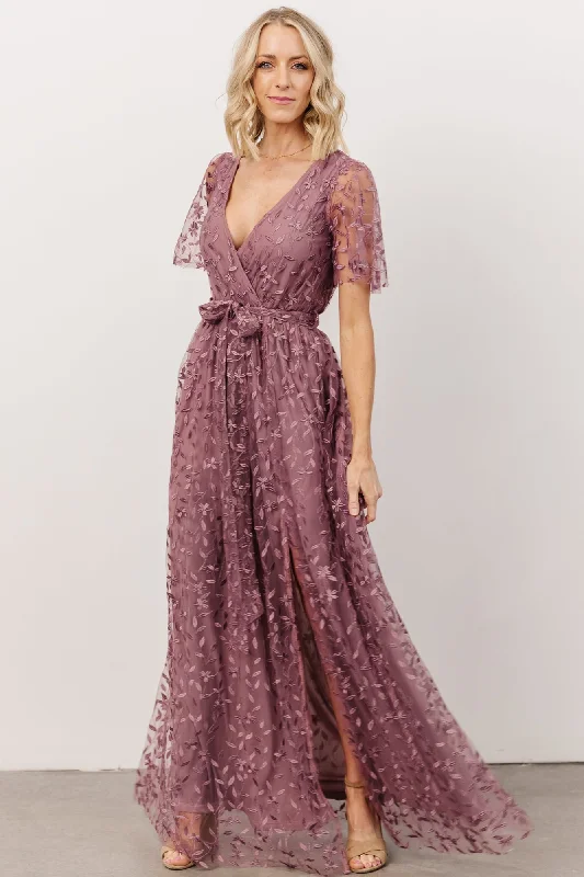 Marseille Embossed Maxi Dress | Lavender Comfortable Long-Sleeve Maxi Dress