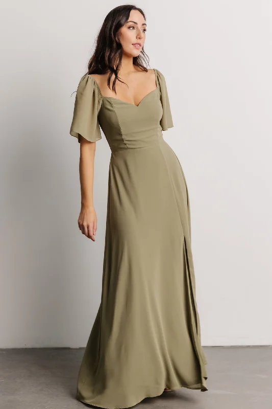 Sierra Sweetheart Maxi Dress | Dusty Olive Chic Boho Print Maxi Dress