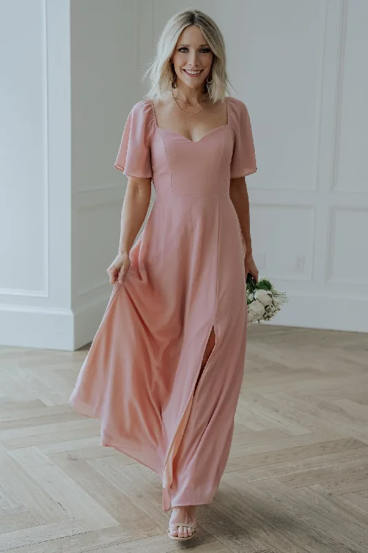 Sierra Sweetheart Maxi Dress | Blush Fashionable Chiffon Tiered Maxi Dress