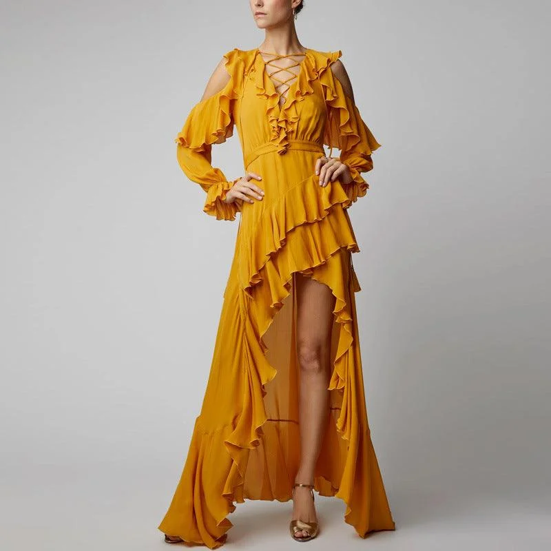 KittenAlarm - Sofia Off Shoulder Ruffle Front Slit Maxi Dress Elegant Velvet Maxi Dress KittenAlarm - Sofia Off Shoulder Ruffle Front Slit Maxi Dress Elegant Velvet Maxi Dress