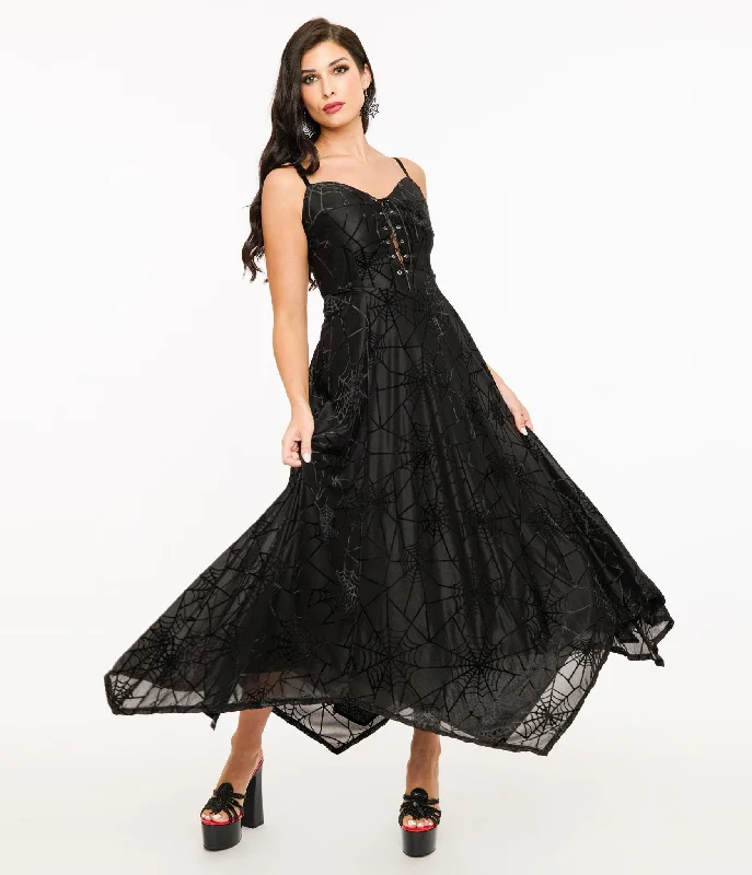 Wax Poetic Black Spiderweb Willow Maxi Dress & Bolero Set Fashionable Sheer Maxi Dress