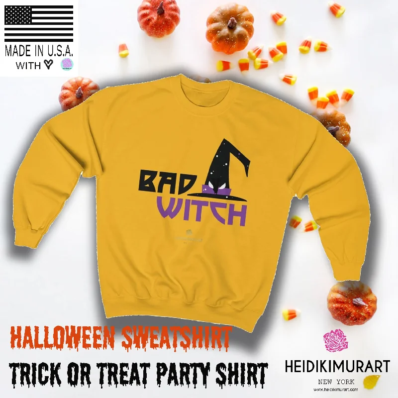 Halloween Sweatshirt, Bad Witch Unisex Heavy Blend Crewneck Shirt-Made in USA (US Size: S-5XL) Hoodie with Earth Tones Natural Calm