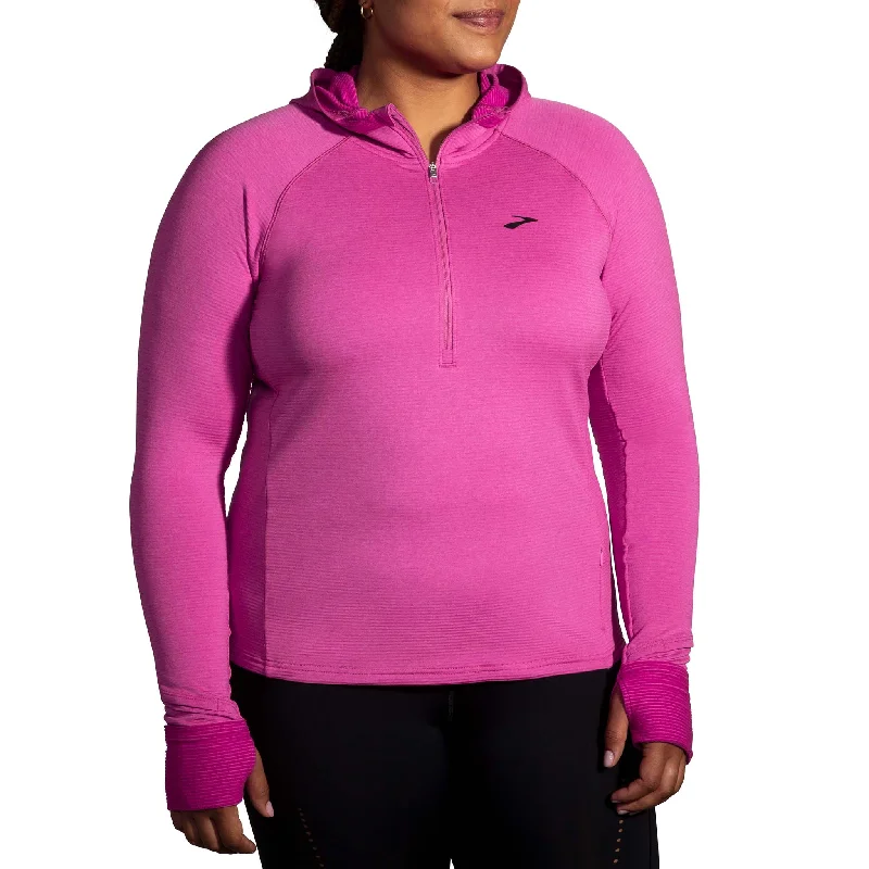 Brooks | Women's Notch Thermal Hoodie 2.0 - Heather Frosted Mauve Hoodie with Oversized Fit Loose Comfortable