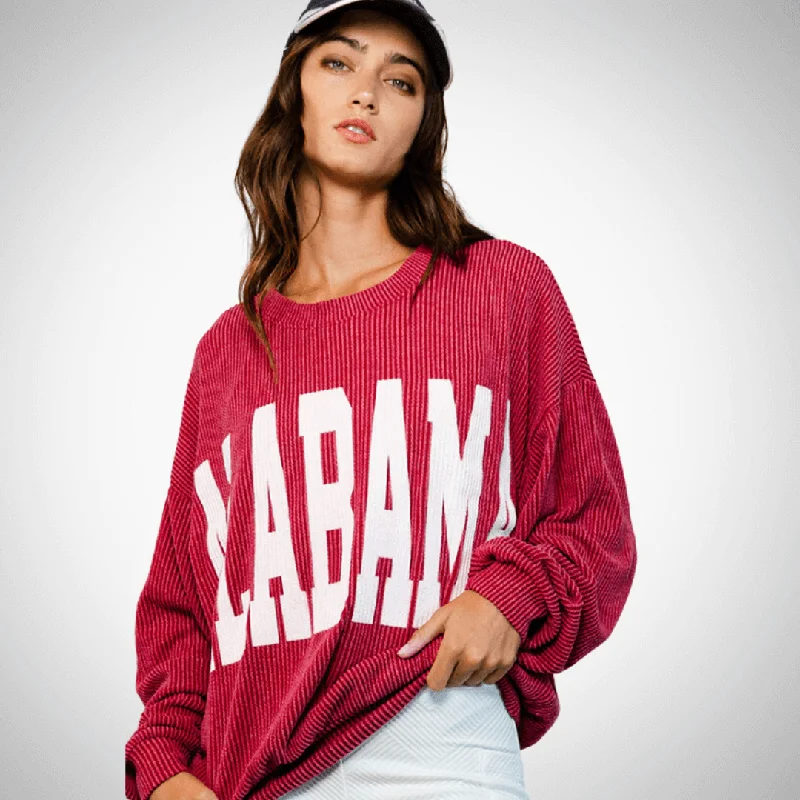 Graphic "ALABAMA" Oversized Sweatshirt Made in USA Hoodie with Patch Decorative Personalized