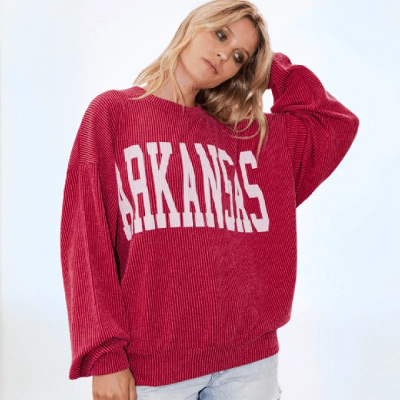 Graphic "ARKANSAS" Oversized Sweatshirt Made in USA Hoodie with Thumb Holes Functional Cozy