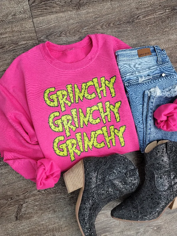 Hazel Blues® | Grinchy Grinchy Grinchy Faux Sequin Graphic Sweatshirt Hoodie with Snap Buttons Easy Quick Hazel Blues® | Grinchy Grinchy Grinchy Faux Sequin Graphic Sweatshirt Hoodie with Snap Buttons Easy Quick