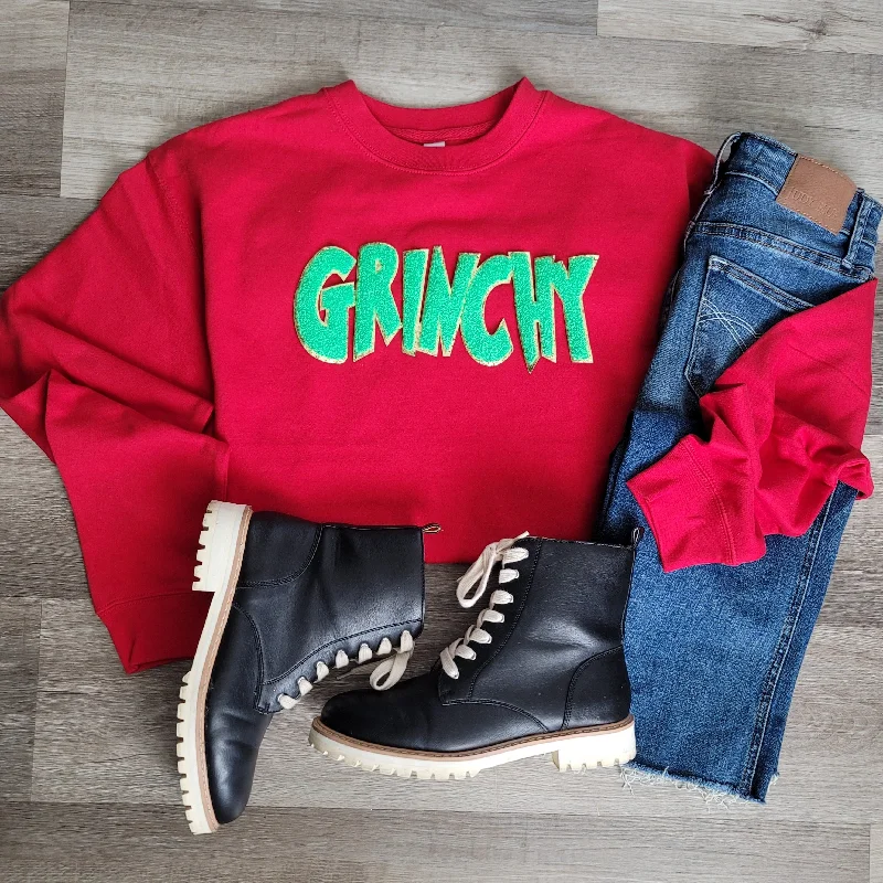 Hazel Blues® | Grinchy Chenille Patch Sweatshirt: LIME GREEN Hoodie with Cuffed Sleeves Snug Secure Hazel Blues® | Grinchy Chenille Patch Sweatshirt: LIME GREEN Hoodie with Cuffed Sleeves Snug Secure