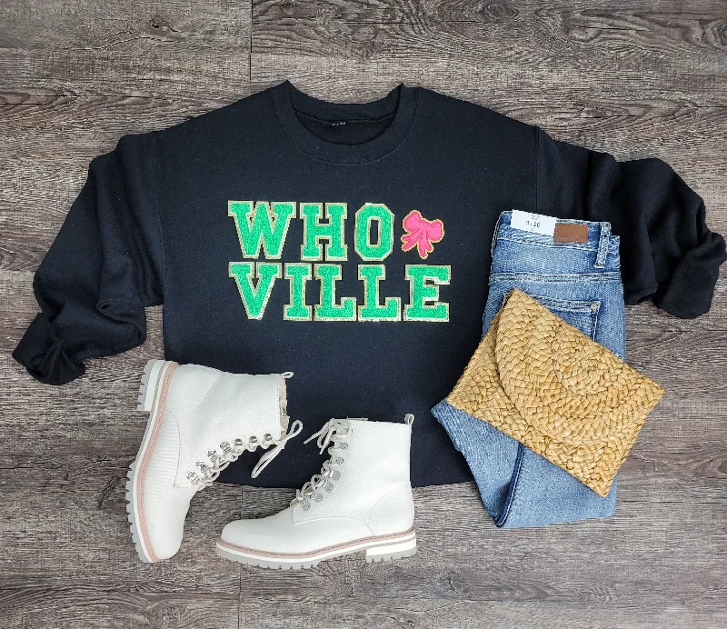 Hazel Blues® | Whoville Chenille Patch Sweatshirt Hoodie with Embroidery Detailed Premium Hazel Blues® | Whoville Chenille Patch Sweatshirt Hoodie with Embroidery Detailed Premium