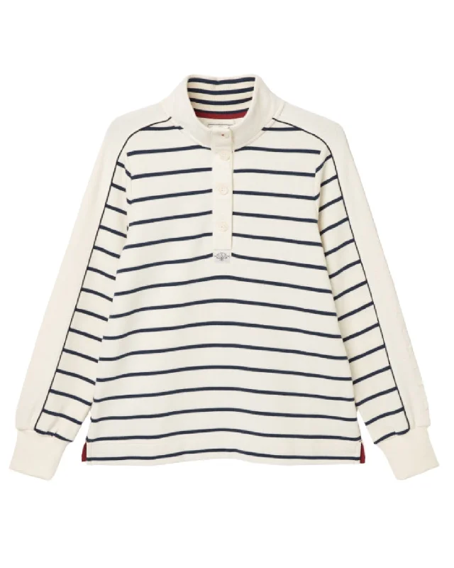 Joules Southwold Button Down Striped Sweatshirt Hoodie with Metallic Shiny Futuristic