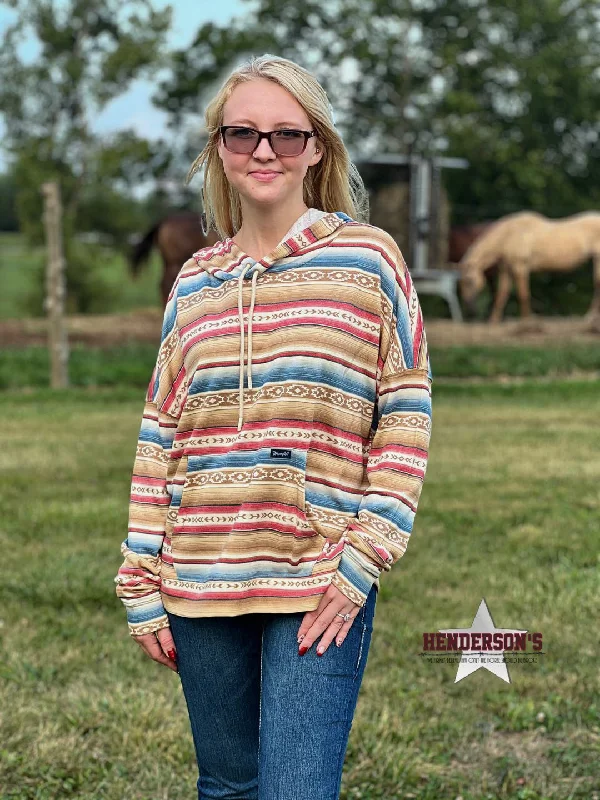 Ladies Wrangler Retro Hoodie ~ Striped Hoodie with Distressed Vintage Worn