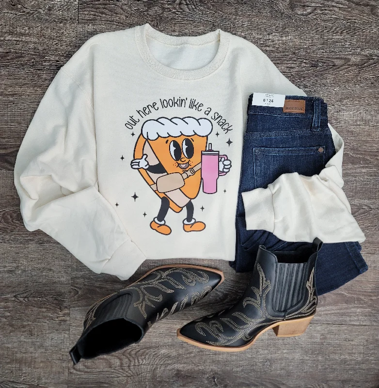 Hazel Blues® | Lookin' Like a Snack Pie Graphic Sweatshirt Hoodie with Frayed Bohemian Relaxed Hazel Blues® | Lookin' Like a Snack Pie Graphic Sweatshirt Hoodie with Frayed Bohemian Relaxed