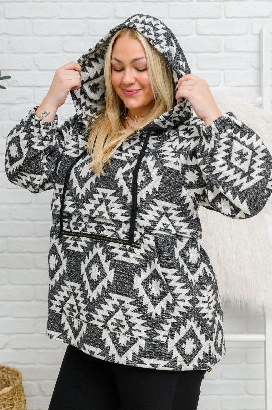 Hazel Blues® | Lounge Day Hoodie in Black & White Hoodie with Back Slit Movement Comfort Hazel Blues® | Lounge Day Hoodie in Black & White Hoodie with Back Slit Movement Comfort