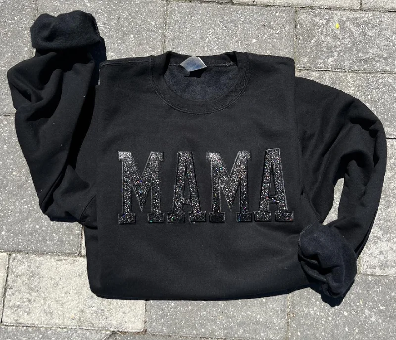 Hazel Blues® |  MAMA GLITTER EMBROIDERED PATCHES SWEATSHIRT Hoodie with Patch Decorative Personalized