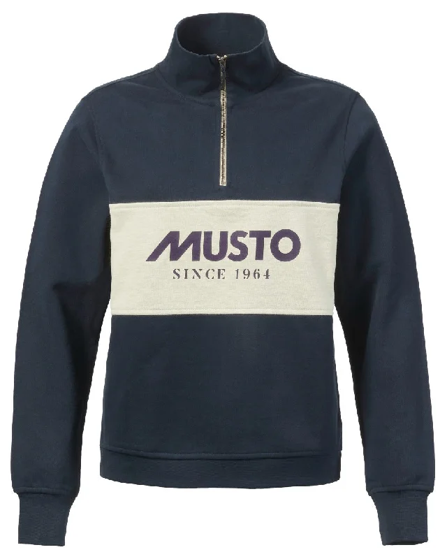 Musto Womens Classic Half Zip Sweatshirt Hoodie with Embroidery Detailed Premium