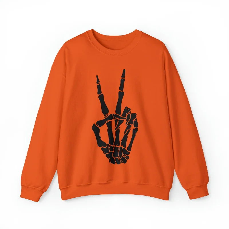 Hazel Blues® | Peace Skelton Graphic Crewneck Sweatshirt Hoodie with Hem Lace Feminine Delicate Hazel Blues® | Peace Skelton Graphic Crewneck Sweatshirt Hoodie with Hem Lace Feminine Delicate