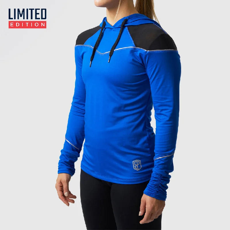 Quick Run Athleisure Hoodie (Electric Royal) Hoodie with Hem Embroidery Detailed Premium