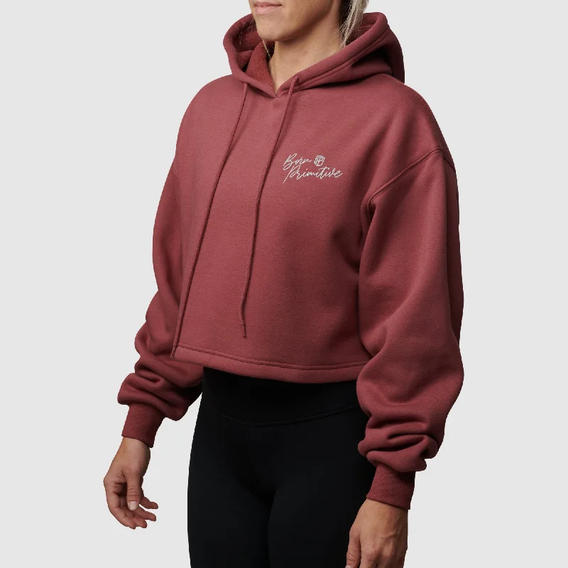 Revival Cropped Fleece Hoodie (Roan Rouge) Hoodie with Drawcord Adjustable Secure