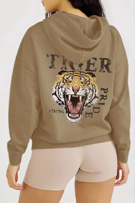 Hazel Blues® | TIGER STRONG PRIDE Graphic Hoodie Hoodie with Monochrome Minimalist Simple Hazel Blues® | TIGER STRONG PRIDE Graphic Hoodie Hoodie with Monochrome Minimalist Simple