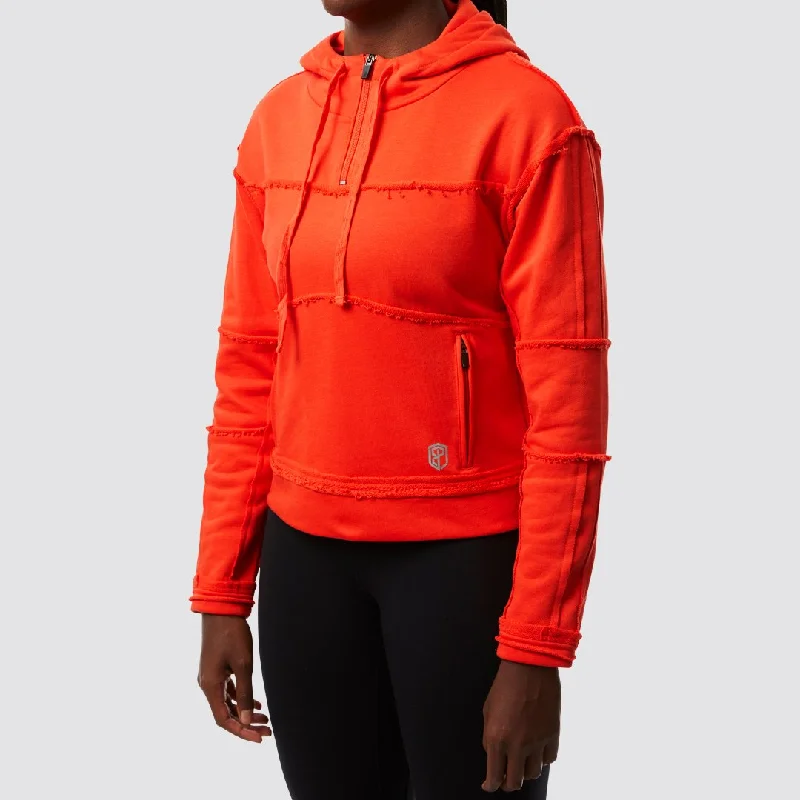 The Stitch Hoodie (Day Glow Orange) Hoodie with Half-Zip Sporty Casual