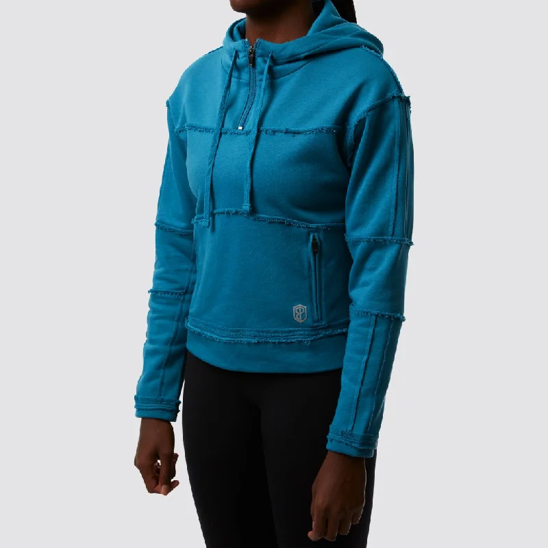 The Stitch Hoodie (Turquoise) Hoodie with Drawstring Waist Adjustable Fitted