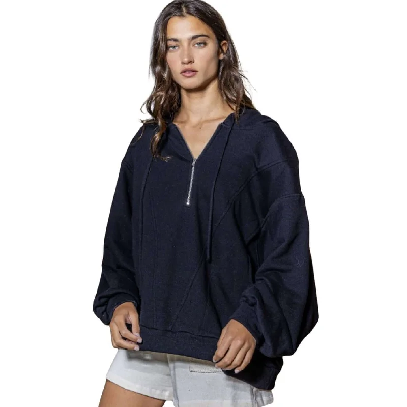 Bold & Comfy Half Zip Oversized Hoodie Made in USA Hoodie with Double Zipper Versatile Adjustable